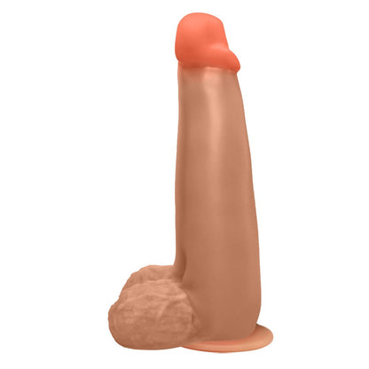 LONGO - GIANT THICK FLEXIBLE REALISTIC PENIS WITH SCROTUM AND SUCTION CUP - BEIGE - 28 X 8.3 CM