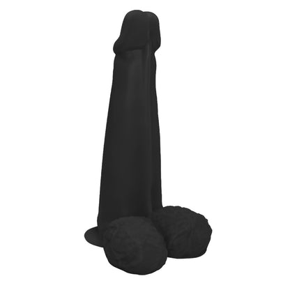 LONGO - GIANT THICK FLEXIBLE REALISTIC PENIS WITH SCROTUM AND SUCTION CUP - BLACK - 28 X 8.3 CM