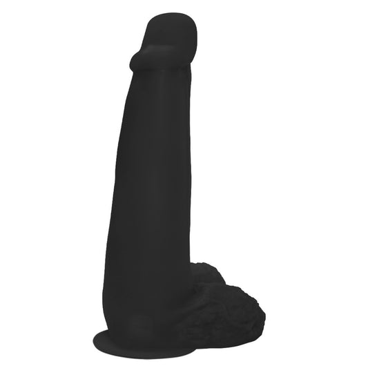 LONGO - GIANT THICK FLEXIBLE REALISTIC PENIS WITH SCROTUM AND SUCTION CUP - BLACK - 28 X 8.3 CM