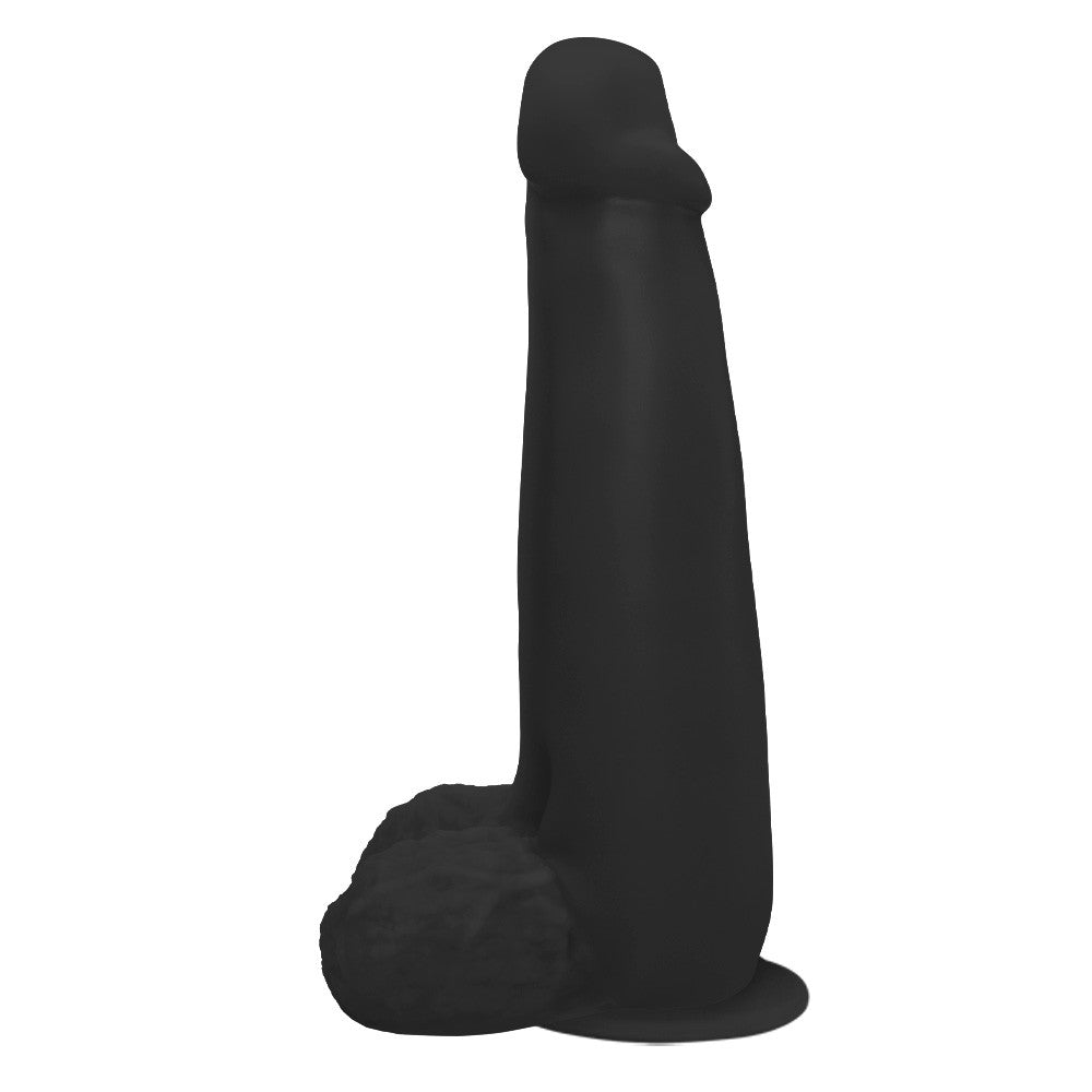 LONGO - GIANT THICK FLEXIBLE REALISTIC PENIS WITH SCROTUM AND SUCTION CUP - BLACK - 28 X 8.3 CM