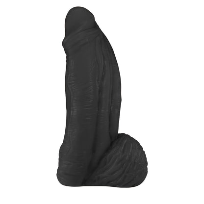 LARGE - FLEXIBLE REALISTIC PENIS WITH SCROTUM - BLACK - 21 X 6.5 CM