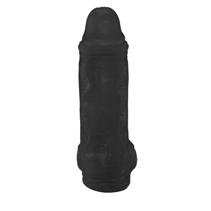 LARGE - FLEXIBLE REALISTIC PENIS WITH SCROTUM - BLACK - 21 X 6.5 CM