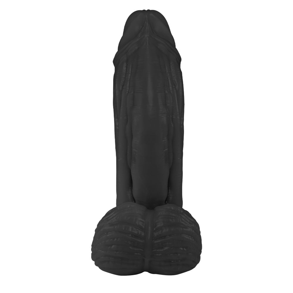 LARGE - FLEXIBLE REALISTIC PENIS WITH SCROTUM - BLACK - 21 X 6.5 CM