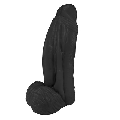 LARGE - FLEXIBLE REALISTIC PENIS WITH SCROTUM - BLACK - 21 X 6.5 CM