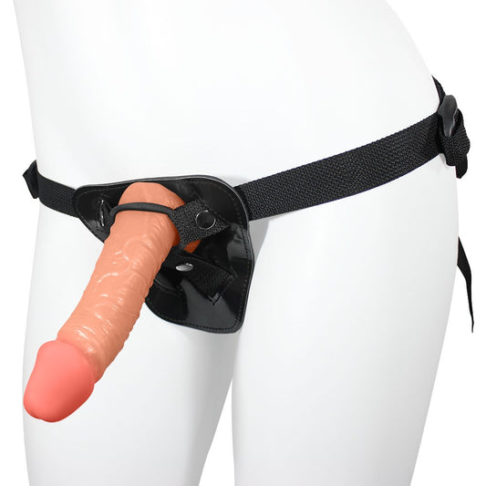 HADES - ADJUSTABLE STRAP-ON WITH REALISTIC PENIS - BEIGE - 16 X 4 CM