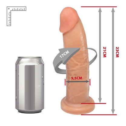 COLOSSO - ADJUSTABLE STRAP-ON WITH REALISTIC PENIS - BEIGE - 23 X 5.5 CM