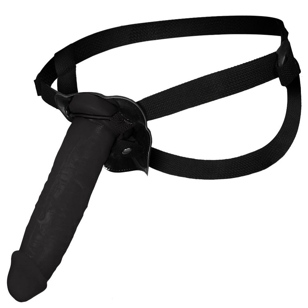 COLOSSO - ADJUSTABLE STRAP-ON WITH REALISTIC PENIS - BLACK - 23 X 5.5 CM