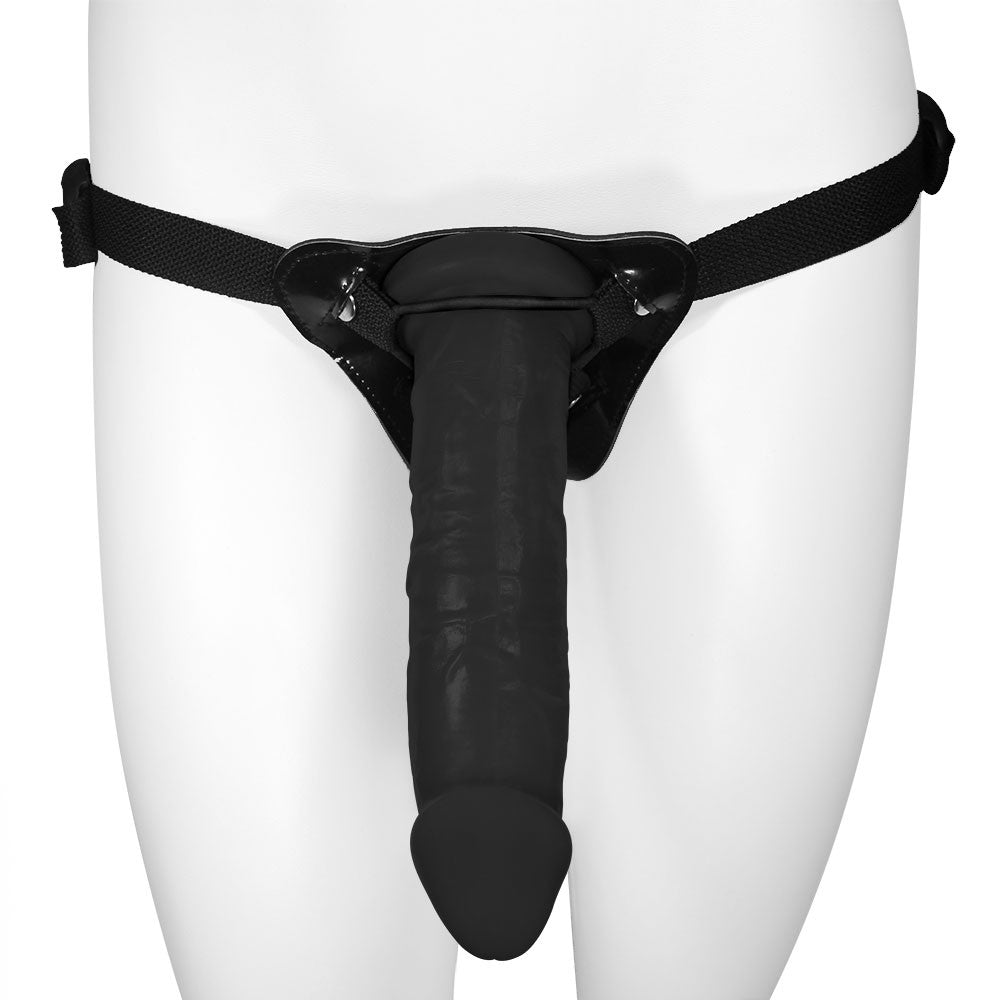 COLOSSO - ADJUSTABLE STRAP-ON WITH REALISTIC PENIS - BLACK - 23 X 5.5 CM