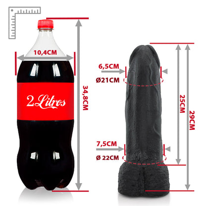 MOZÃO - FLEXIBLE REALISTIC PENIS WITH SCROTUM - BLACK - 29 X 7.5 CM