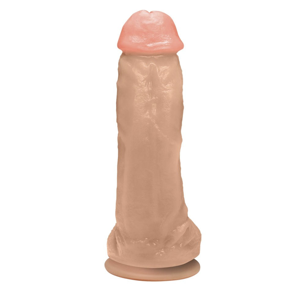 KING - FLEXIBLE EJACULATING REALISTIC PENIS WITH SCROTUM AND SUCTION CUP - BEIGE - 19 X 5 CM