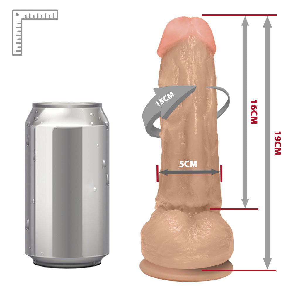 KING - FLEXIBLE EJACULATING REALISTIC PENIS WITH SCROTUM AND SUCTION CUP - BEIGE - 19 X 5 CM