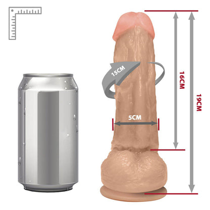 KING - FLEXIBLE EJACULATING REALISTIC PENIS WITH SCROTUM AND SUCTION CUP - BEIGE - 19 X 5 CM