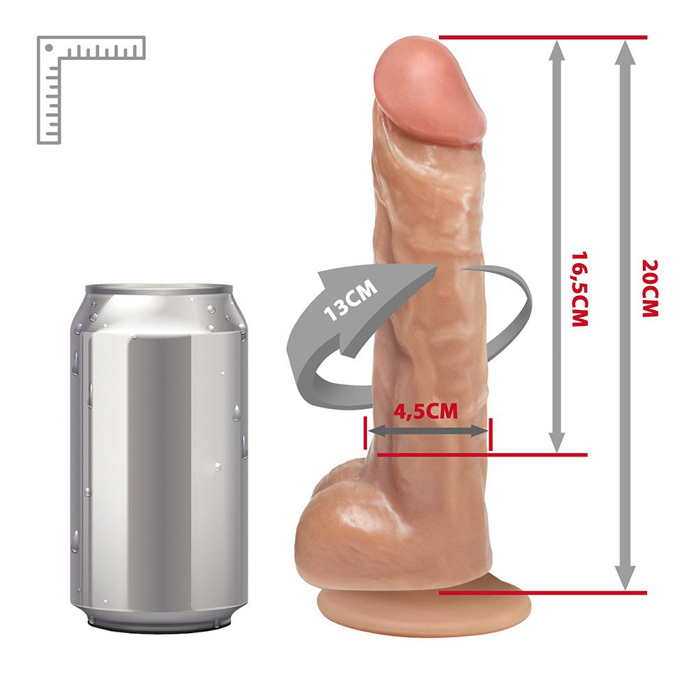 EROS - FLEXIBLE EJACULATING REALISTIC PENIS WITH SCROTUM AND SUCTION CUP - BEIGE - 20 X 4.5 CM