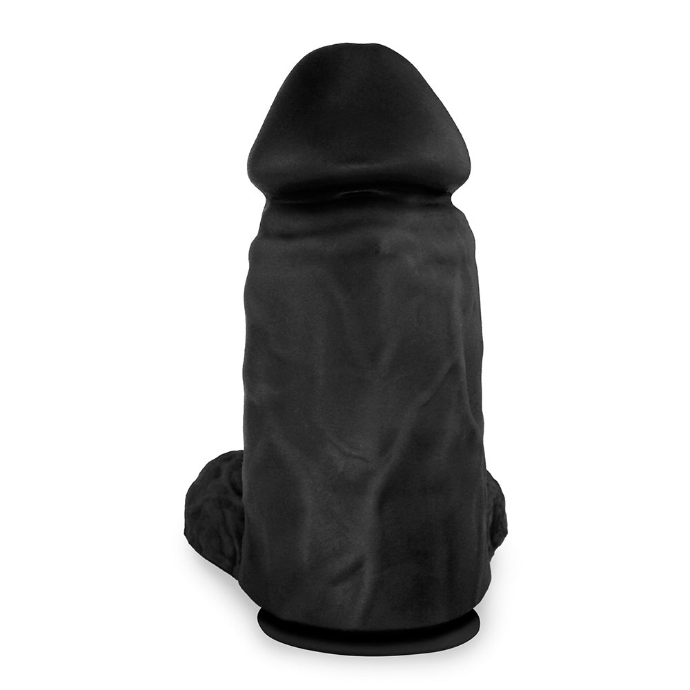 MASSARANDUBA - FLEXIBLE REALISTIC PENIS WITH SCROTUM AND SUCTION CUP - BLACK - 18 X 7.6 CM