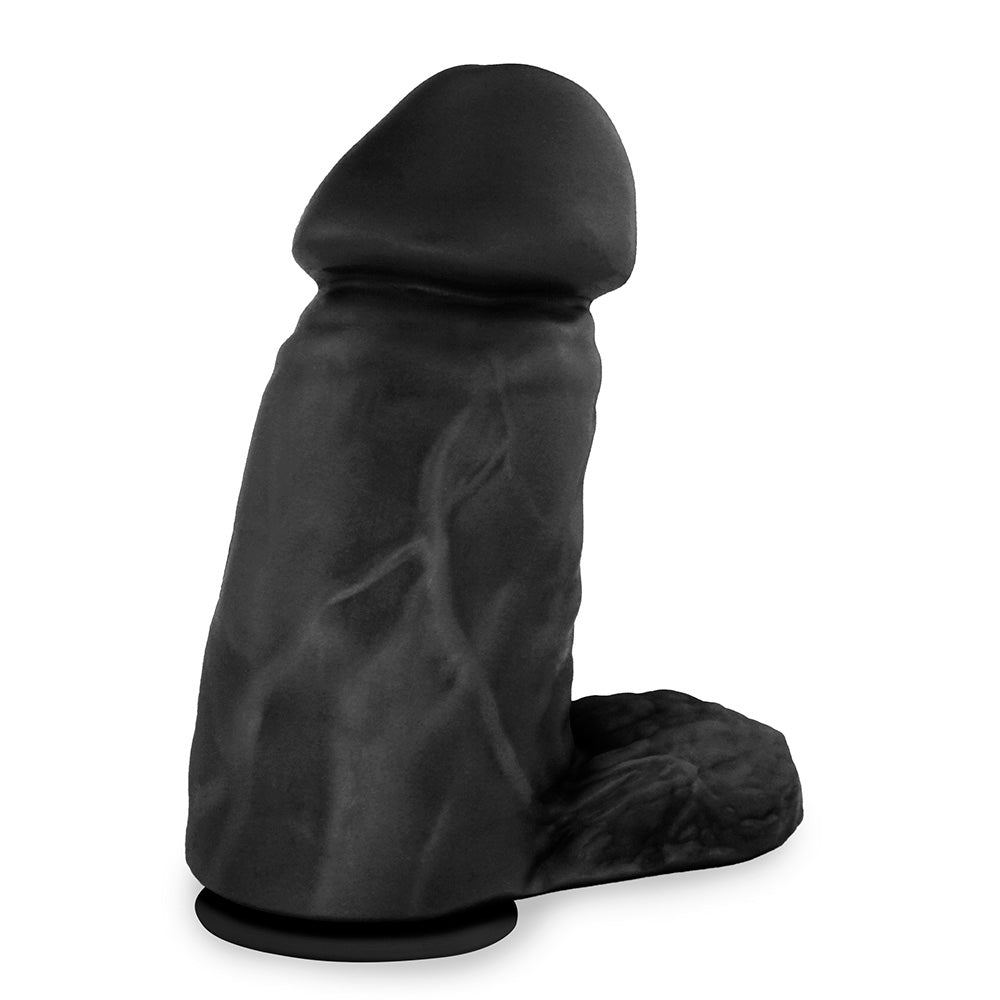 MASSARANDUBA - FLEXIBLE REALISTIC PENIS WITH SCROTUM AND SUCTION CUP - BLACK - 18 X 7.6 CM