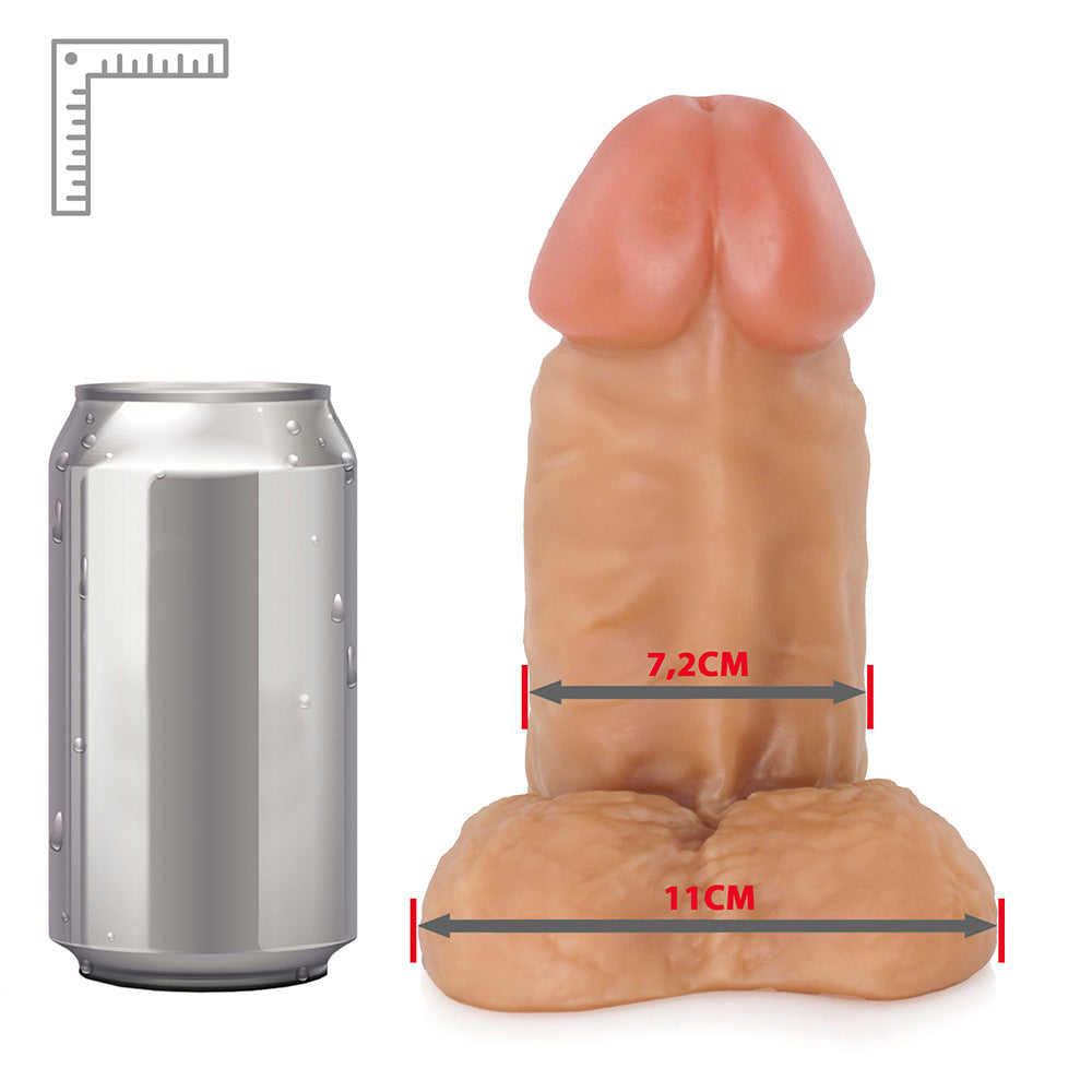 MASSARANDUBA - FLEXIBLE REALISTIC PENIS WITH SCROTUM AND SUCTION CUP - BEIGE - 18 X 7.6 CM