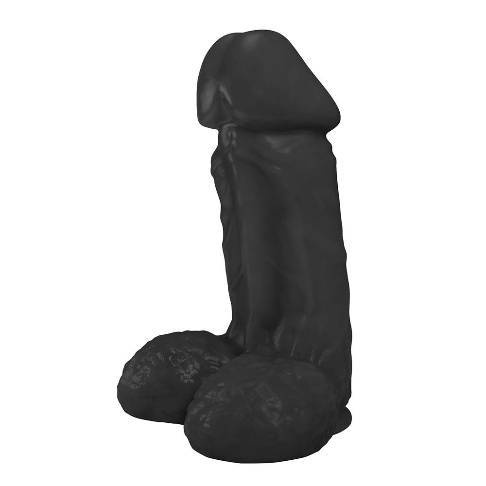 CUMARU - FLEXIBLE REALISTIC PENIS WITH SCROTUM AND SUCTION CUP - BLACK - 19 X 6 CM