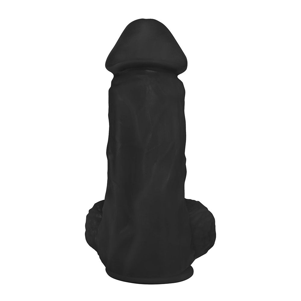 CUMARU - FLEXIBLE REALISTIC PENIS WITH SCROTUM AND SUCTION CUP - BLACK - 19 X 6 CM