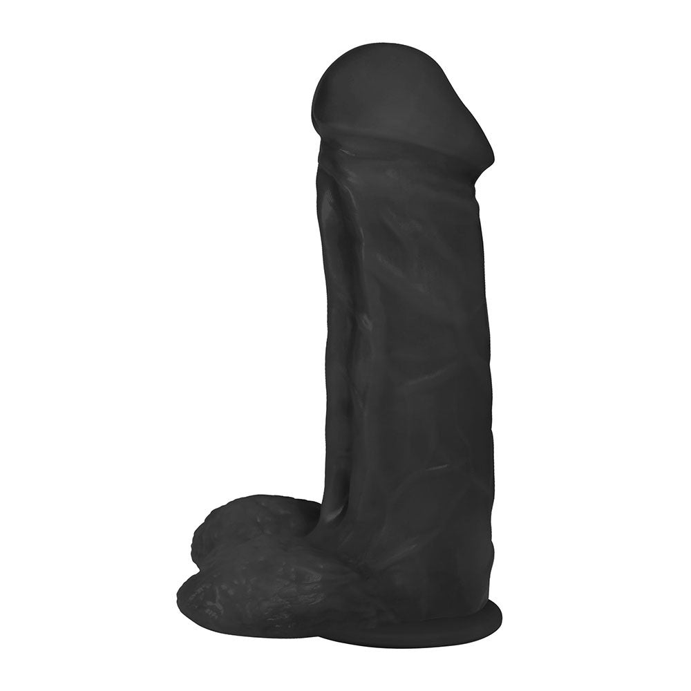 JACARANDA - FLEXIBLE REALISTIC PENIS WITH SCROTUM AND SUCTION CUP - BLACK - 19 X 5.5 CM