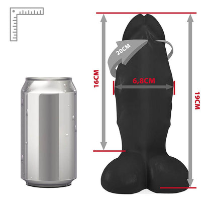 PEROBA - FLEXIBLE REALISTIC PENIS WITH SCROTUM - BLACK - 19 X 6.8 CM