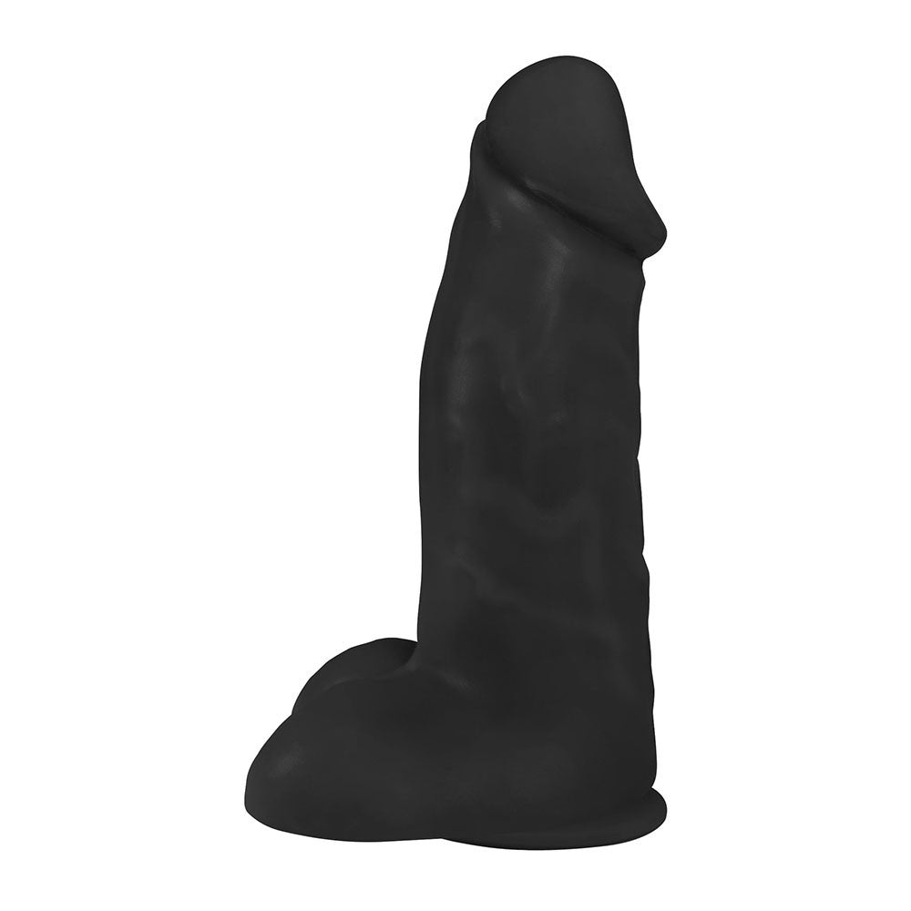 PEROBA - FLEXIBLE REALISTIC PENIS WITH SCROTUM AND SUCTION CUP - BLACK - 19 X 6.8 CM