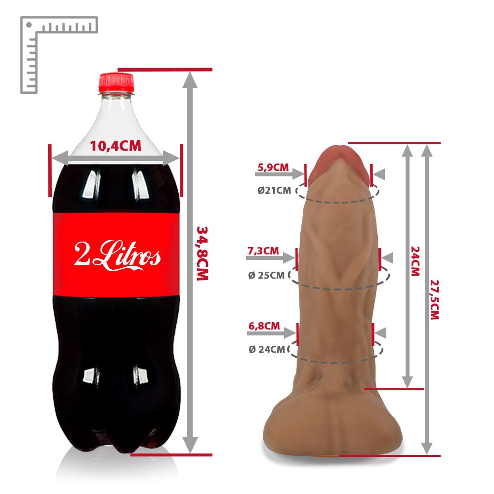 CORAGEM - GIANT THICK FLEXIBLE REALISTIC PENIS WITH SCROTUM AND SUCTION CUP - BEIGE - 27.5 X 7.8 CM