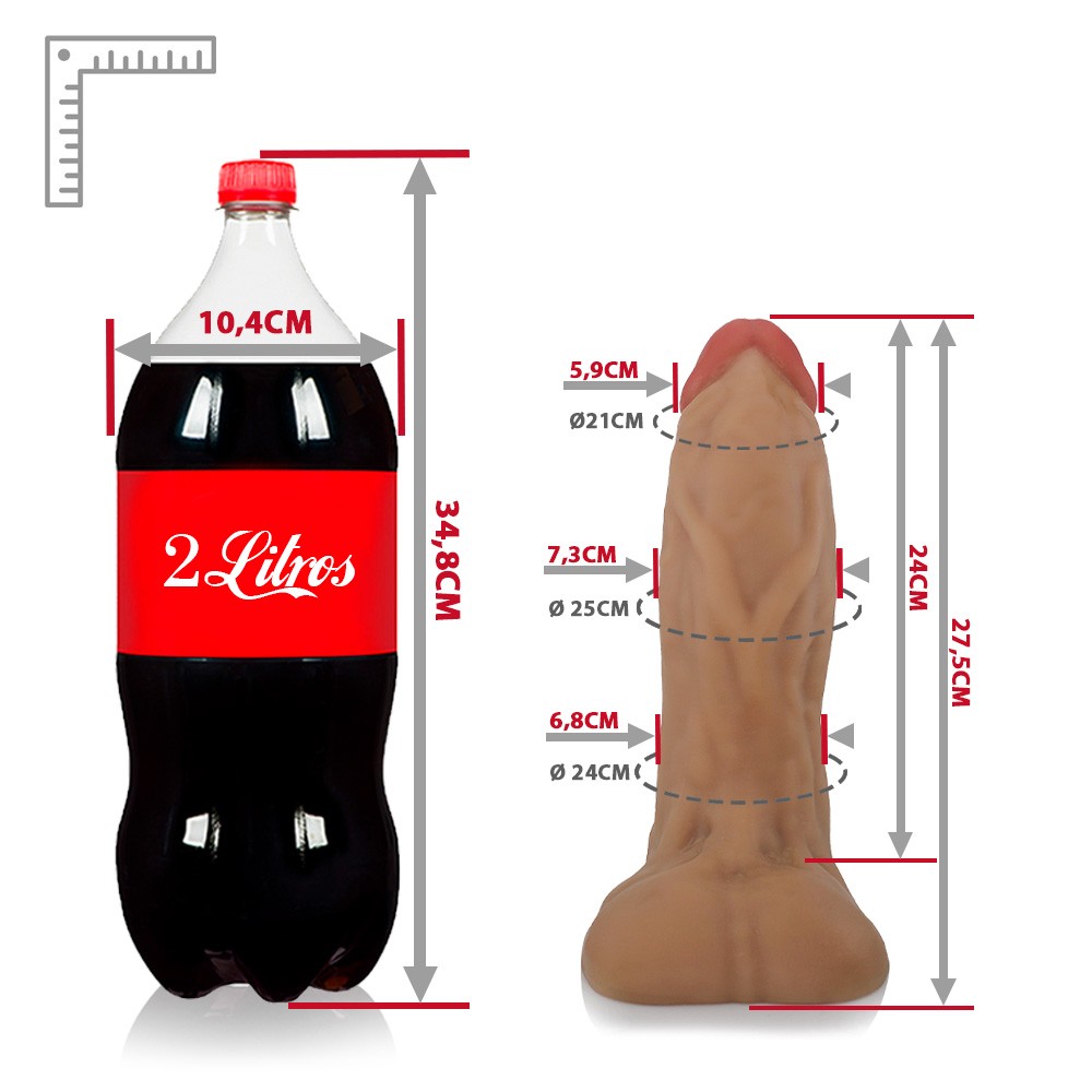 CORAGEM - GIANT THICK FLEXIBLE REALISTIC PENIS WITH SCROTUM - BEIGE - 27.5 X 7.8 CM