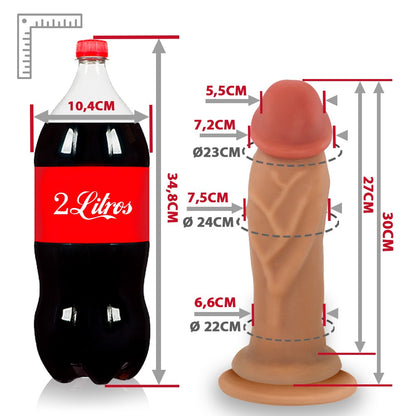 ANÚBIS - GIANT THICK FLEXIBLE REALISTIC PENIS WITH SUCTION CUP - BEIGE - 30 x 7.9 CM