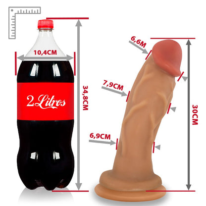 ANÚBIS - GIANT THICK FLEXIBLE REALISTIC PENIS WITH SUCTION CUP - BEIGE - 30 x 7.9 CM