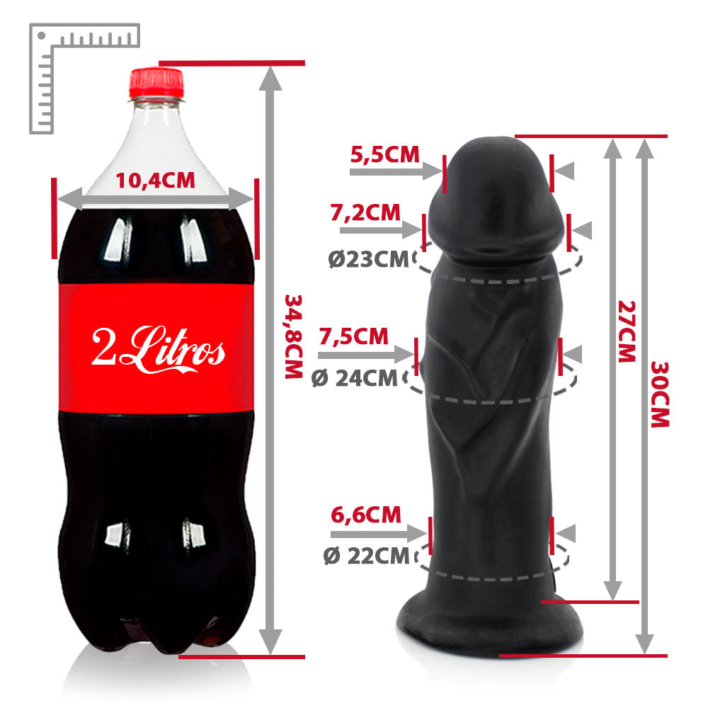 ANÚBIS - GIANT THICK FLEXIBLE REALISTIC PENIS - BLACK - 30 X 7.9 CM