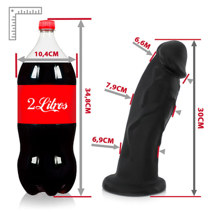 ANÚBIS - GIANT THICK FLEXIBLE REALISTIC PENIS - BLACK - 30 X 7.9 CM