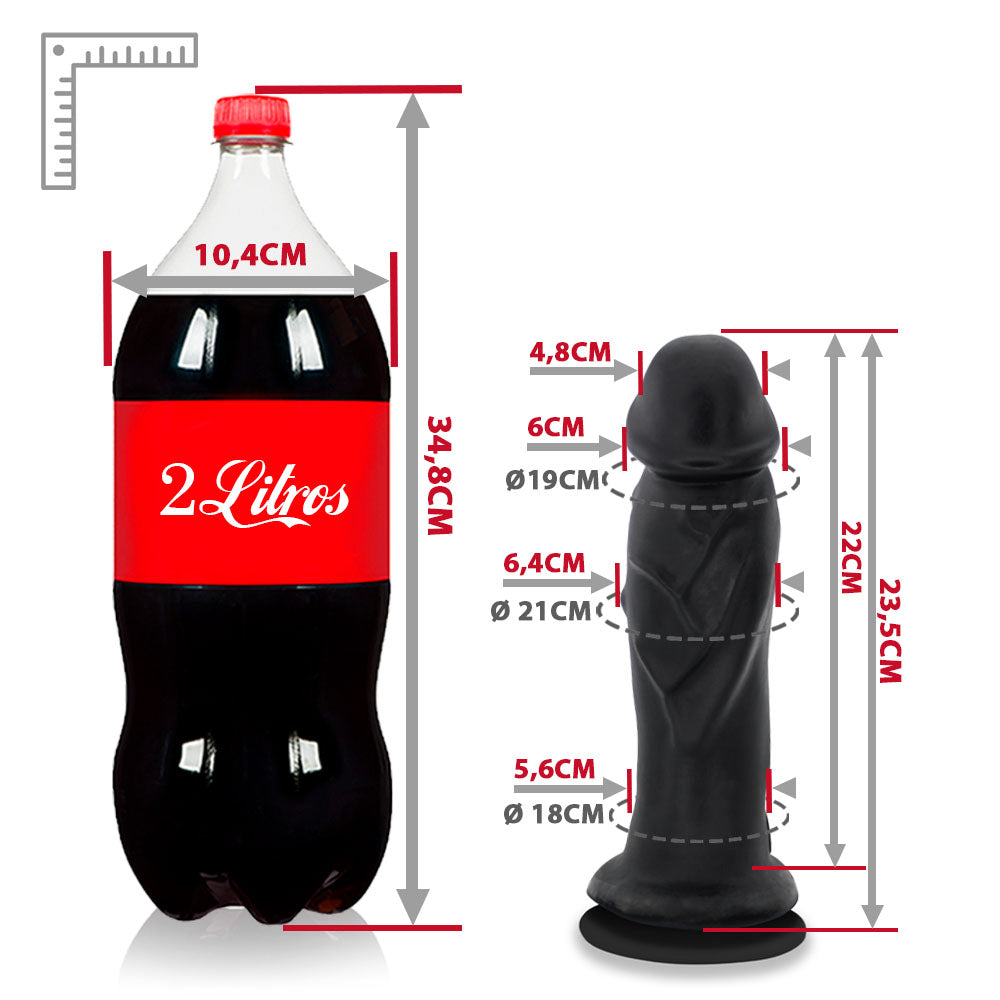 DOTADO - GIANT THICK FLEXIBLE REALISTIC PENIS WITH SUCTION CUP - BLACK - 23.5 X 6.7 CM