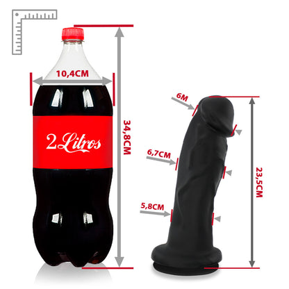 DOTADO - GIANT THICK FLEXIBLE REALISTIC PENIS WITH SUCTION CUP - BLACK - 23.5 X 6.7 CM