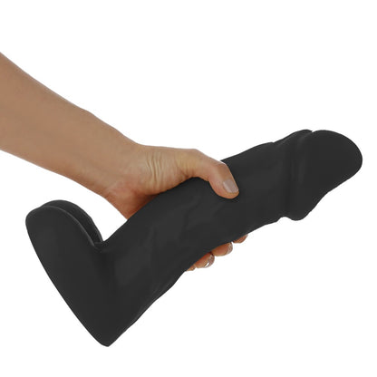 DILATADO - GIANT THICK FLEXIBLE REALISTIC PENIS WITH SCROTUM - BLACK - 28 X 8.2 CM