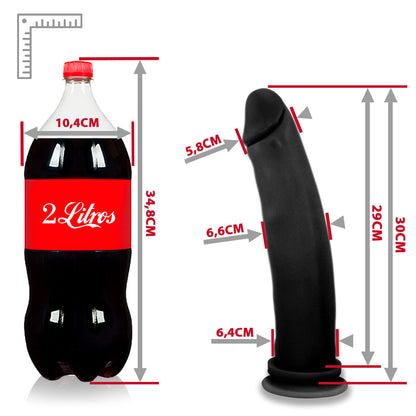 FABULOSO - GIANT THICK FLEXIBLE REALISTIC PENIS WITH SUCTION CUP - BLACK - 30 X 6.8 CM