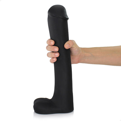 CACETE - GIANT THICK FLEXIBLE REALISTIC PENIS WITH SCROTUM - BLACK - 34 X 6.8 CM