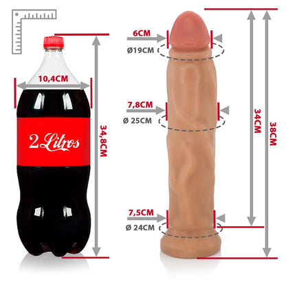 TITAN - GIANT THICK FLEXIBLE REALISTIC PENIS - BEIGE - 38 X 8 CM