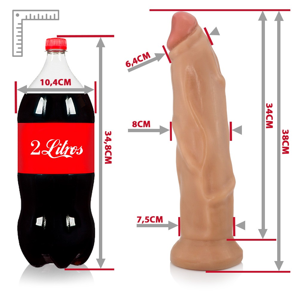 TITAN - GIANT THICK FLEXIBLE REALISTIC PENIS - BEIGE - 38 X 8 CM