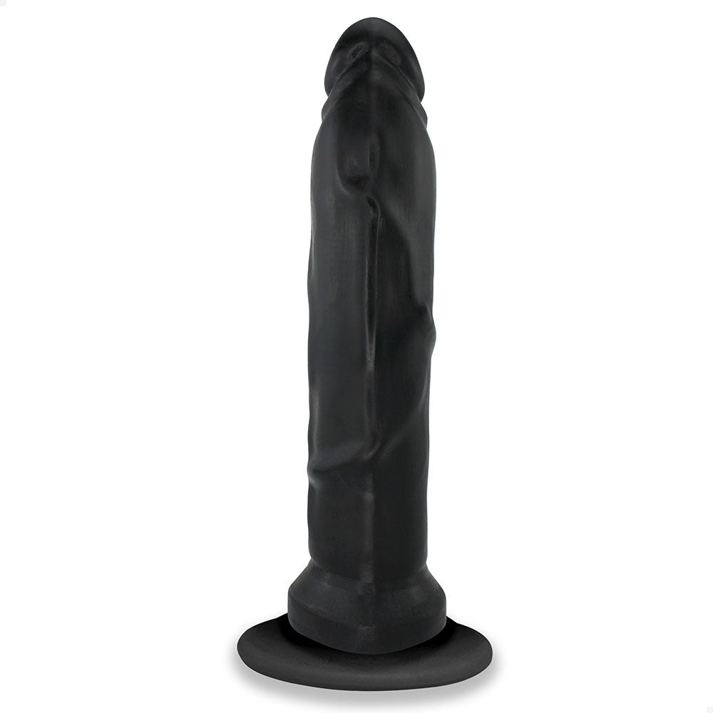 TITAN - GIANT THICK FLEXIBLE REALISTIC PENIS WITH SUCTION CUP - BLACK - 38 x 8 CM