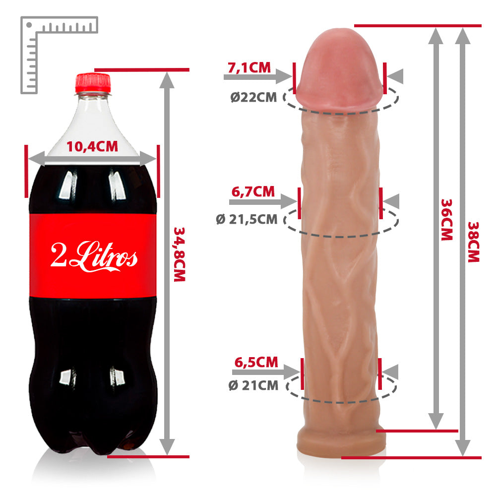 CARALHO - GIANT THICK FLEXIBLE REALISTIC PENIS - BEIGE - 38 X 6.7 CM