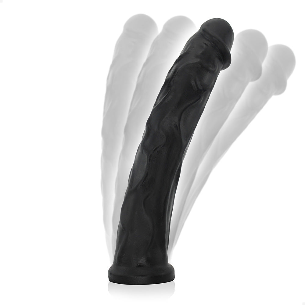 CARALHO - GIANT THICK FLEXIBLE REALISTIC PENIS - BLACK - 38 X 6.7 CM