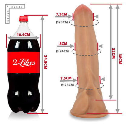 TROMBA - GIANT THICK FLEXIBLE REALISTIC PENIS WITH SCROTUM AND SUCTION CUP - BEIGE - 38 X 8 CM