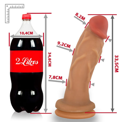 JEBA - GIANT THICK FLEXIBLE REALISTIC PENIS WITH SUCTION CUP - BEIGE - 33.5 X 9.2 CM