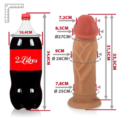 JEBA - GIANT THICK FLEXIBLE REALISTIC PENIS - BEIGE - 33.5 X 9.2 CM