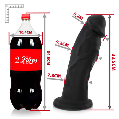 JEBA - GIANT THICK FLEXIBLE REALISTIC PENIS - BLACK - 33.5 X 9.2 CM