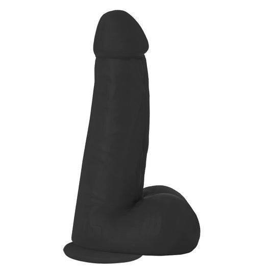 PODEROSO - GIANT THICK FLEXIBLE PENIS WITH SCROTUM AND SUCTION CUP - BLACK - 32 X 10 CM