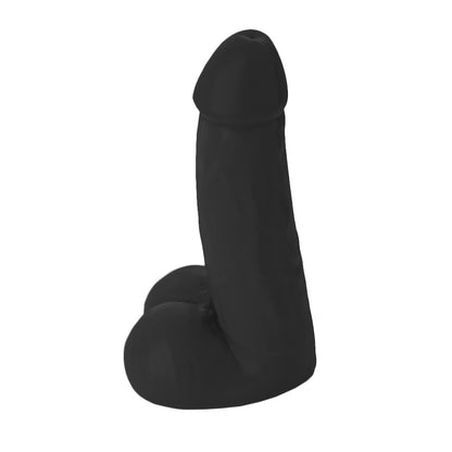 PODEROSO - GIANT THICK FLEXIBLE REALISTIC PENIS WITH SCROTUM - BLACK - 32 X 10 CM