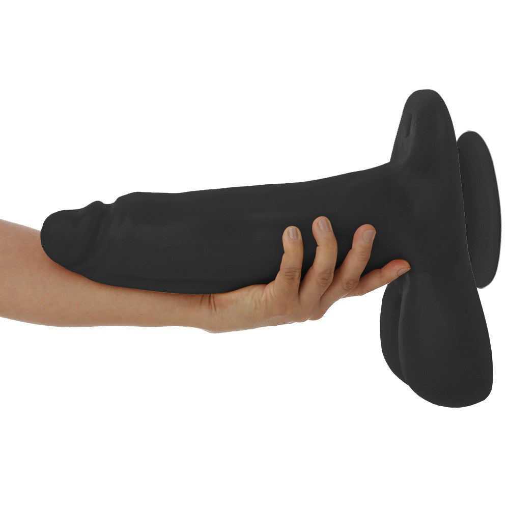 CRESCIDO - FLEXIBLE REALISTIC PENIS WITH SCROTUM AND SUCTION CUP - BLACK - 32 X 8.5 CM