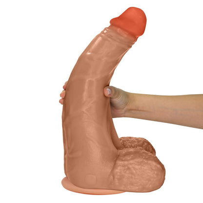 PROFUNDO - GIANT THICK FLEXIBLE REALISTIC PENIS WITH SCROTUM AND SUCTION CUP - BEIGE - 36 X 10 CM