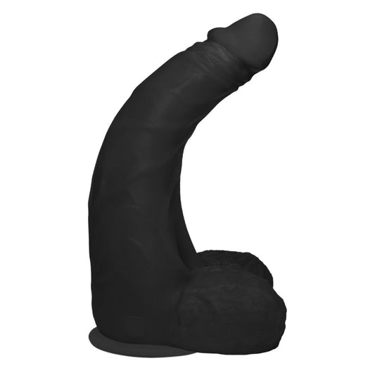 PROFUNDO - GIANT THICK FLEXIBLE REALISTIC PENIS WITH SCROTUM AND SUCTION CUP - BLACK - 36 X 10 CM